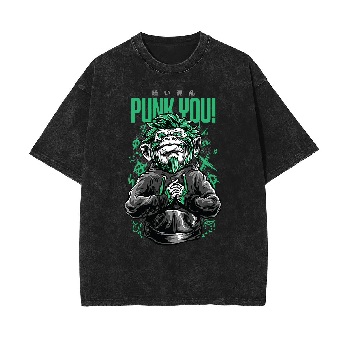 Stone Wash Punk Cartoon Graphic Tee