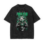 Stone Wash Punk Cartoon Graphic Tee