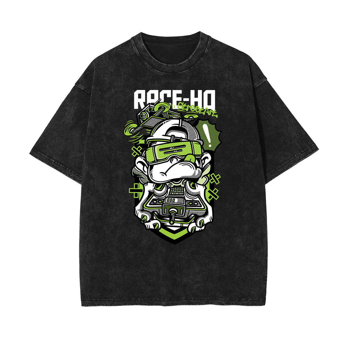Stone Wash Punk Cartoon Graphic Tee