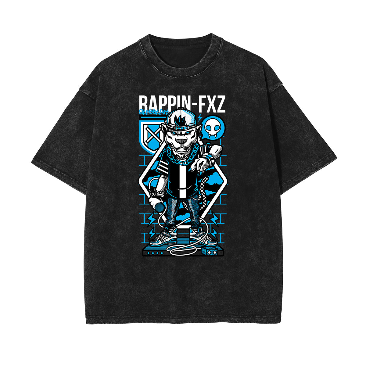 Stone Wash Punk Cartoon Graphic Tee