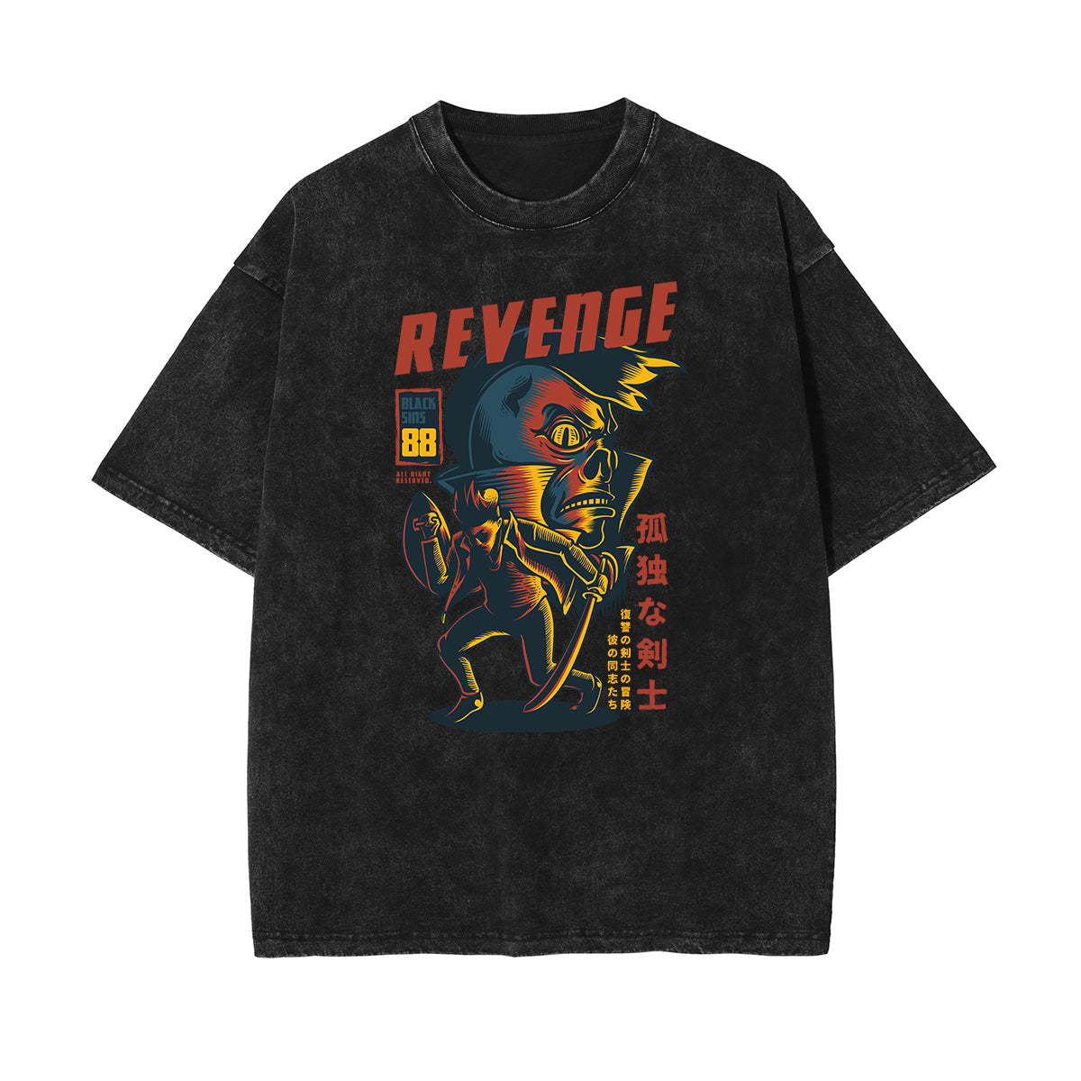 Stone Wash Punk Cartoon Graphic Tee