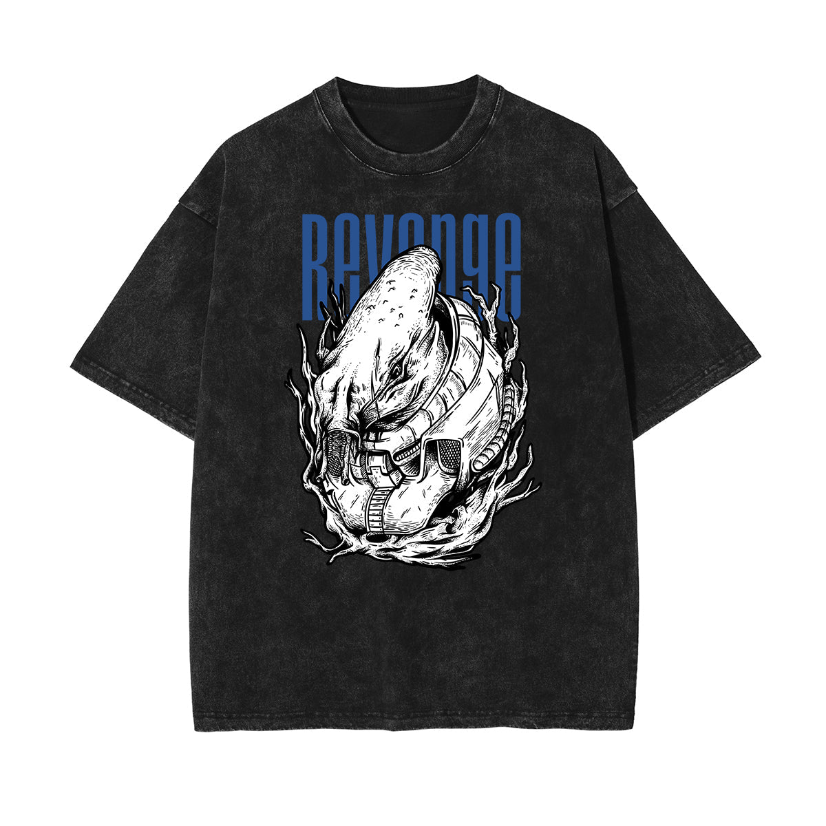 Stone Wash Punk Cartoon Graphic Tee
