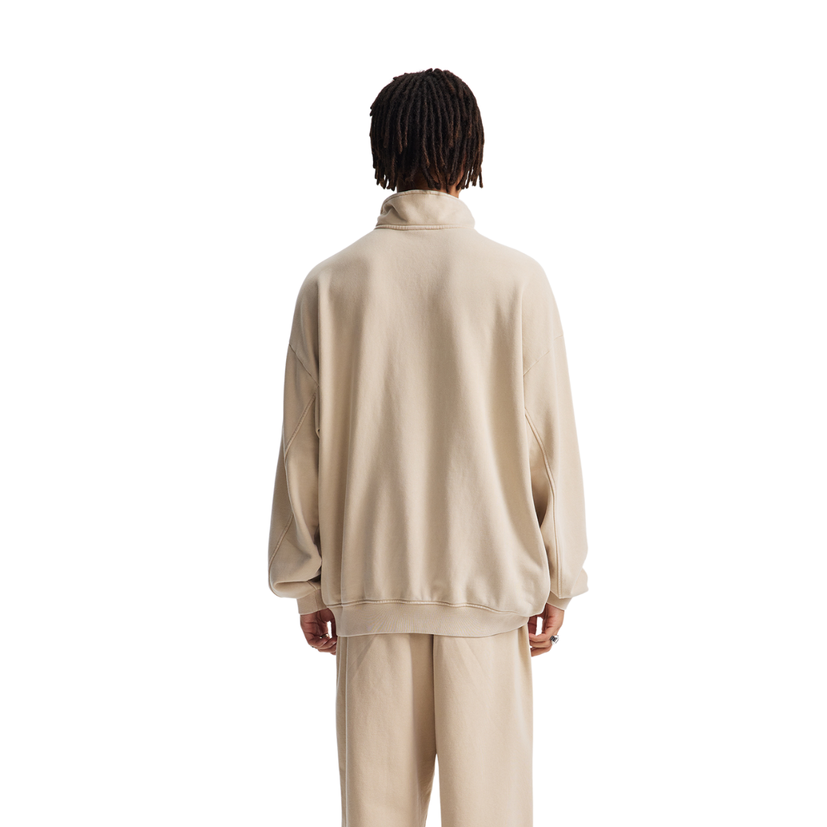 Distressed Wash Comfort Zip Pullover Sweatshirt