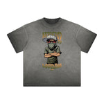 Stone Wash Gray Faded Cartoon Graphic Tee