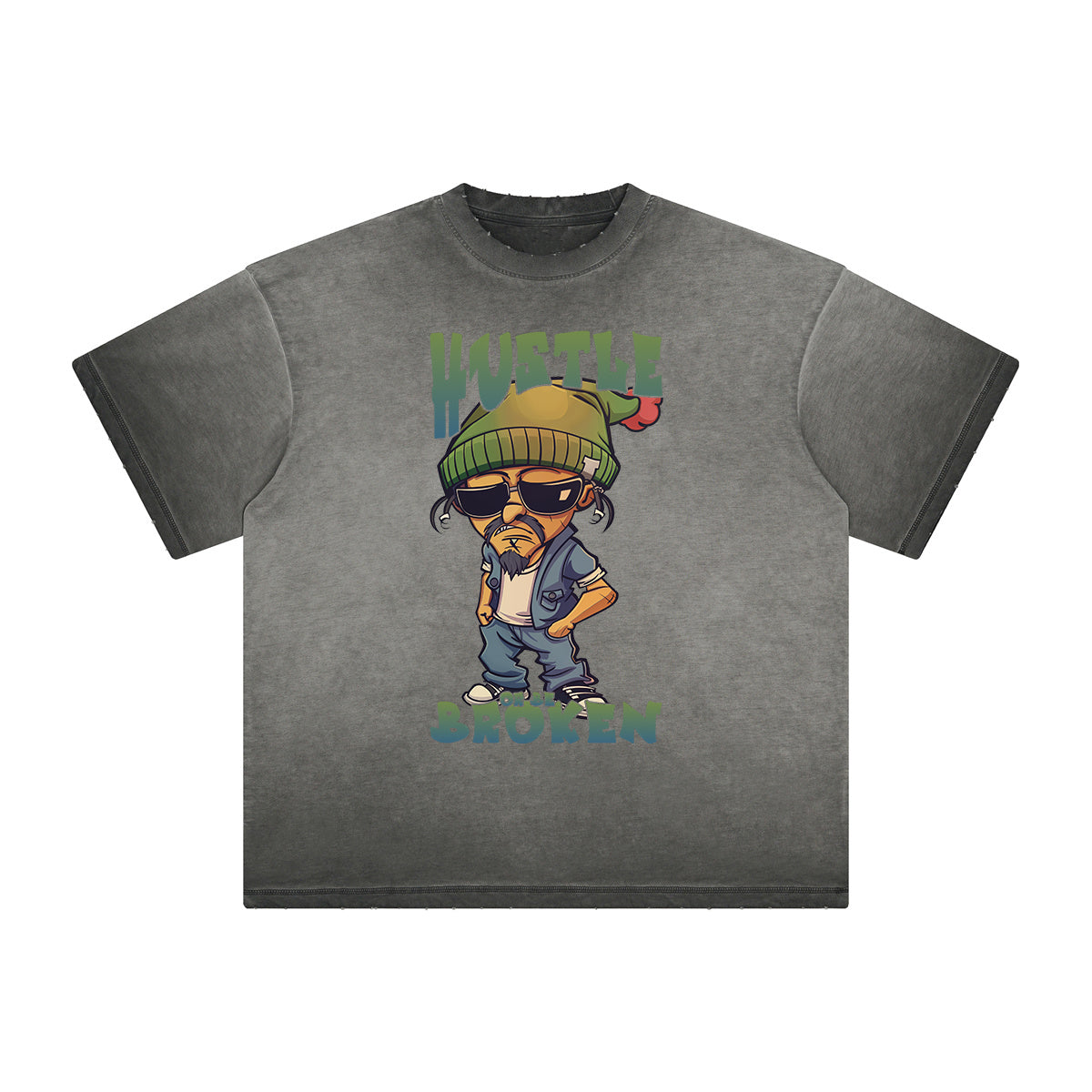 Stone Wash Thug Cartoon Graphic Tee