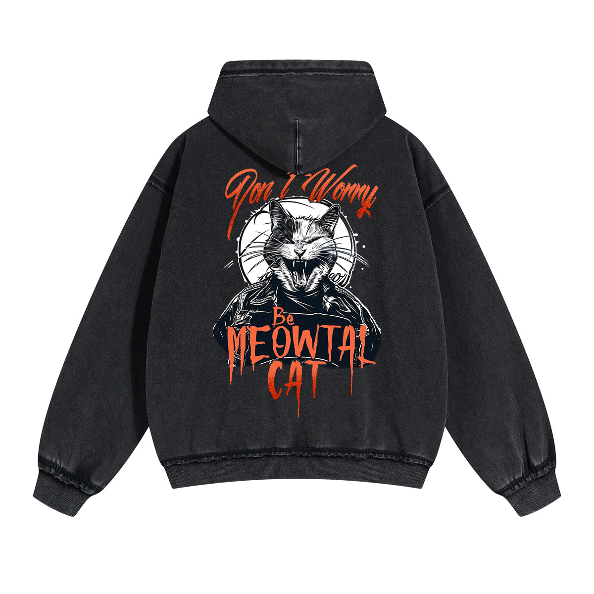 Lovely Kitten Graphic Double Slider Zip Hoodie-INNBLAC Fashion Apparel