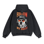 Cute Dog Graphic Double Slider Zip Hoodie-INNBLAC Fashion Apparel