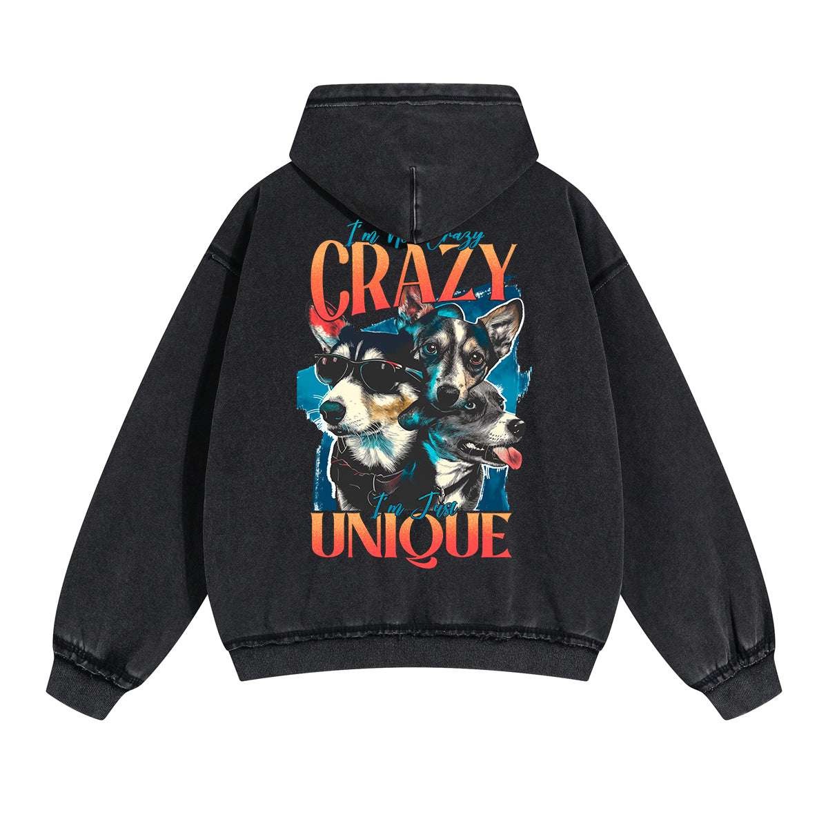 Cute Dog Graphic Double Slider Zip Hoodie-INNBLAC Fashion Apparel