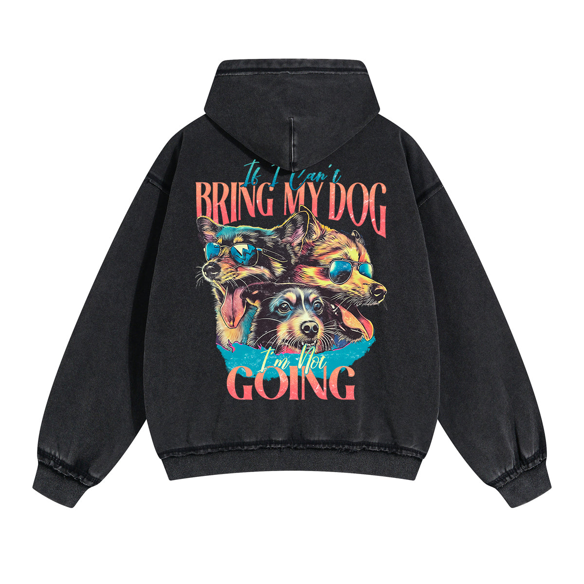 Cute Dog Graphic Double Slider Zip Hoodie-INNBLAC Fashion Apparel