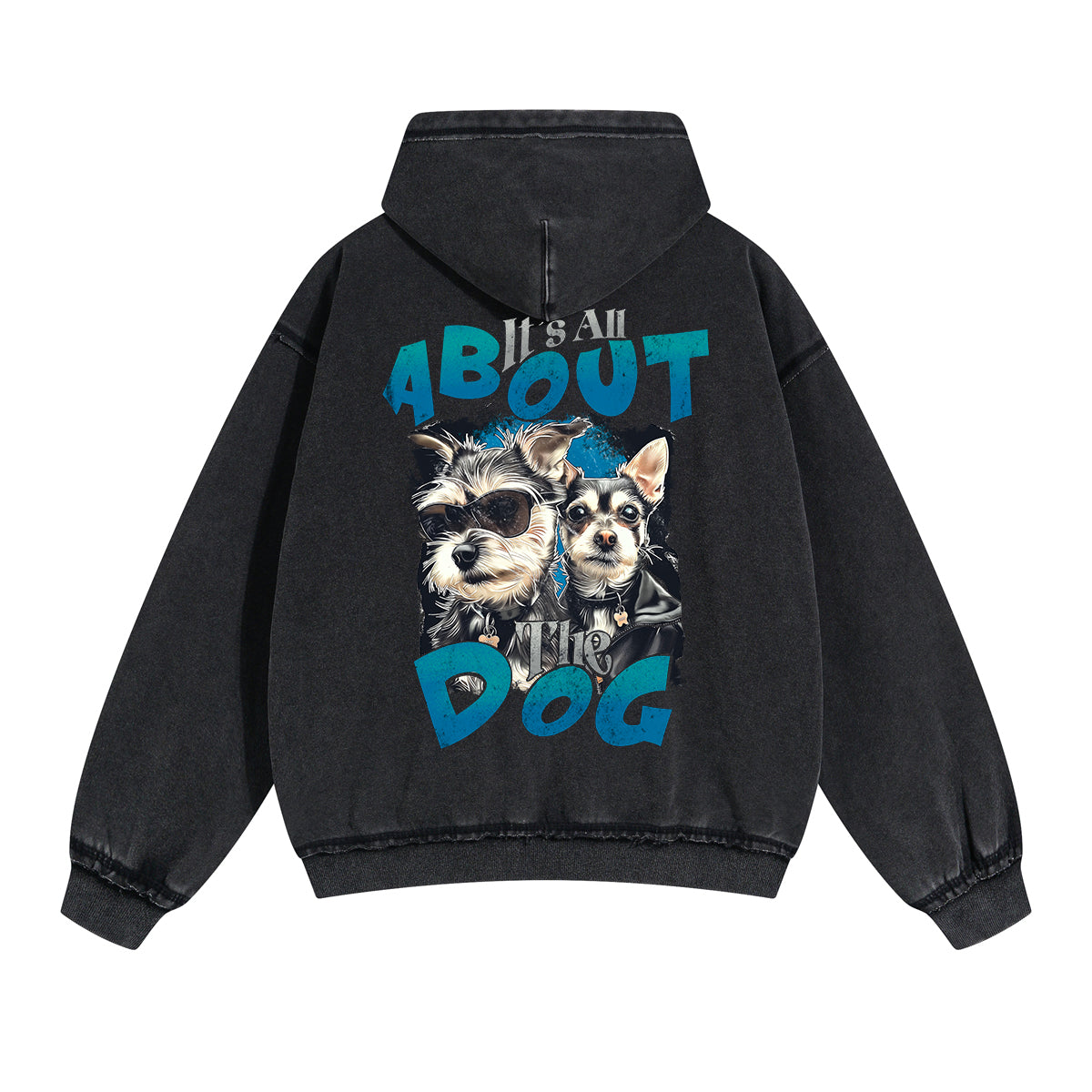 Cute Dog Graphic Double Slider Zip Hoodie-INNBLAC Fashion Apparel