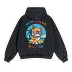 Lovely Kitten Graphic Double Slider Zip Hoodie-INNBLAC Fashion Apparel