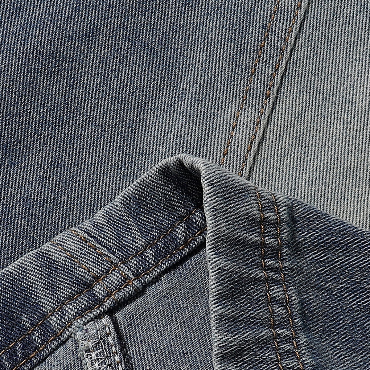 Front Panel Stitching Vintage Washed Denim Shorts