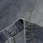 Front Panel Stitching Vintage Washed Denim Shorts