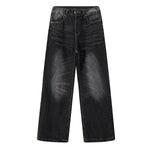 Faded Wash Vintage Relaxed Wide Leg Denim Jeans