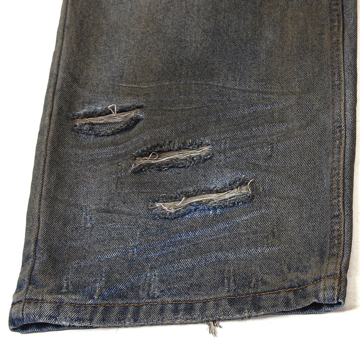Wrinkle Wash Heavy Ripped Denim Pants