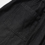 Black Elastic Waist Comfort Denim Shorts