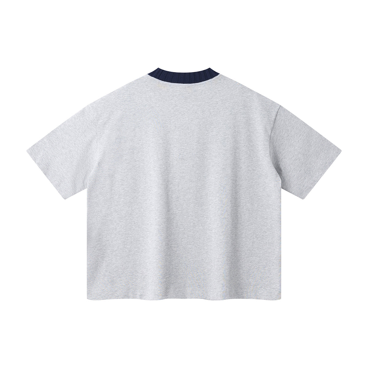 Oversized Color-Block Ribbed Collar Comfortable Tee