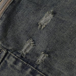 Bold Stitching Distressed Denim Jacket