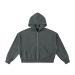 Full Zip-Up Boxy Fit Fleece Hoodie