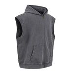 Sleeveless Zip Hoodie Casual Vest Hood Pockets Included