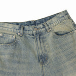 Vintage Wash Distressed Wide-Leg Jeans