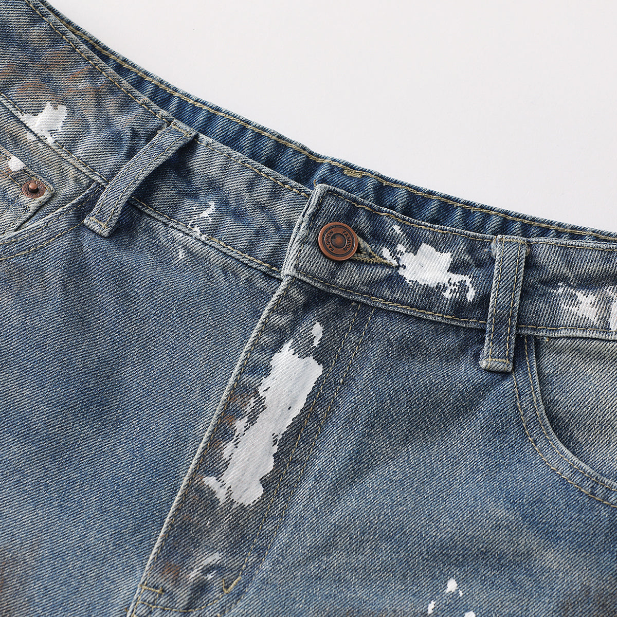 Paint Splatter Heavy Ripped Washed Jeans