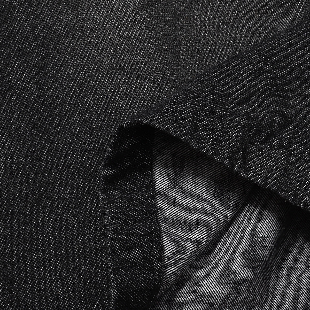 Black Elastic Waist Comfort Denim Shorts