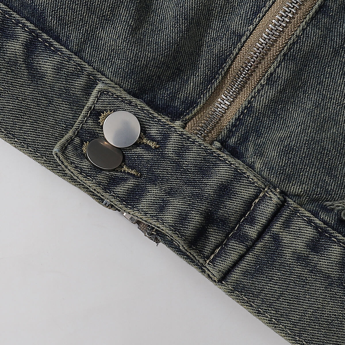 Bold Stitching Distressed Denim Jacket