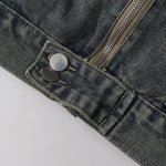 Bold Stitching Distressed Denim Jacket