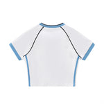 Contrast V-Neck Slim Fit Cropped Y2K Tee
