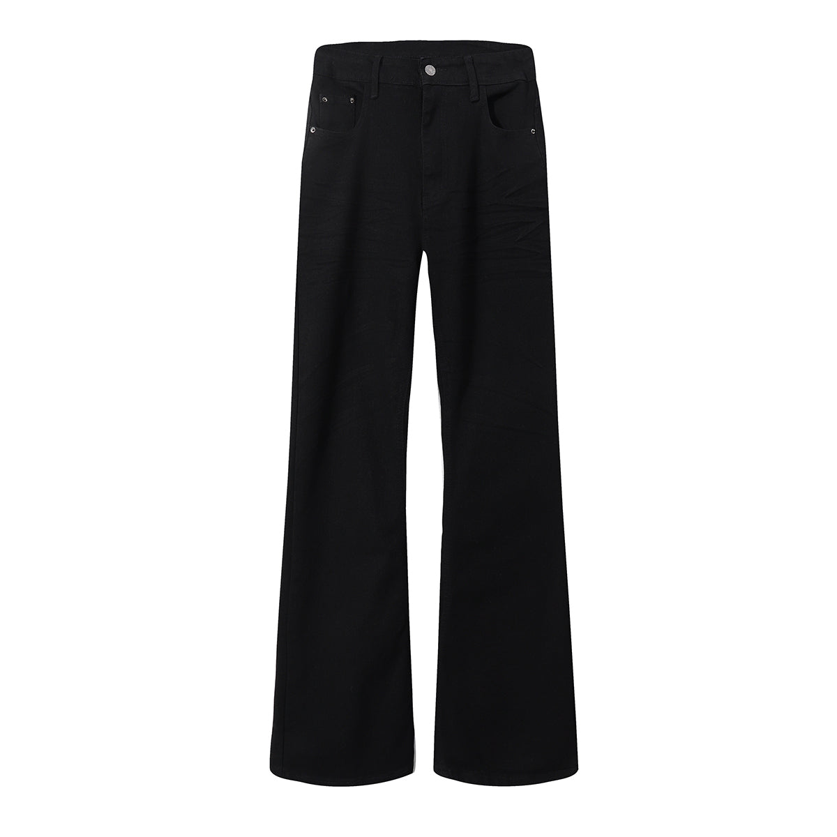 Slim Fit Solid Black Flared Denim Pants