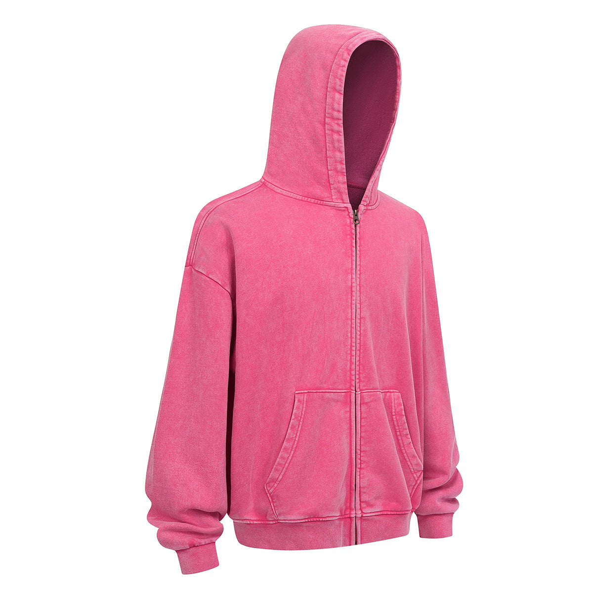 Double Yarn Vintage Washed Zippered Comfort Hoodie