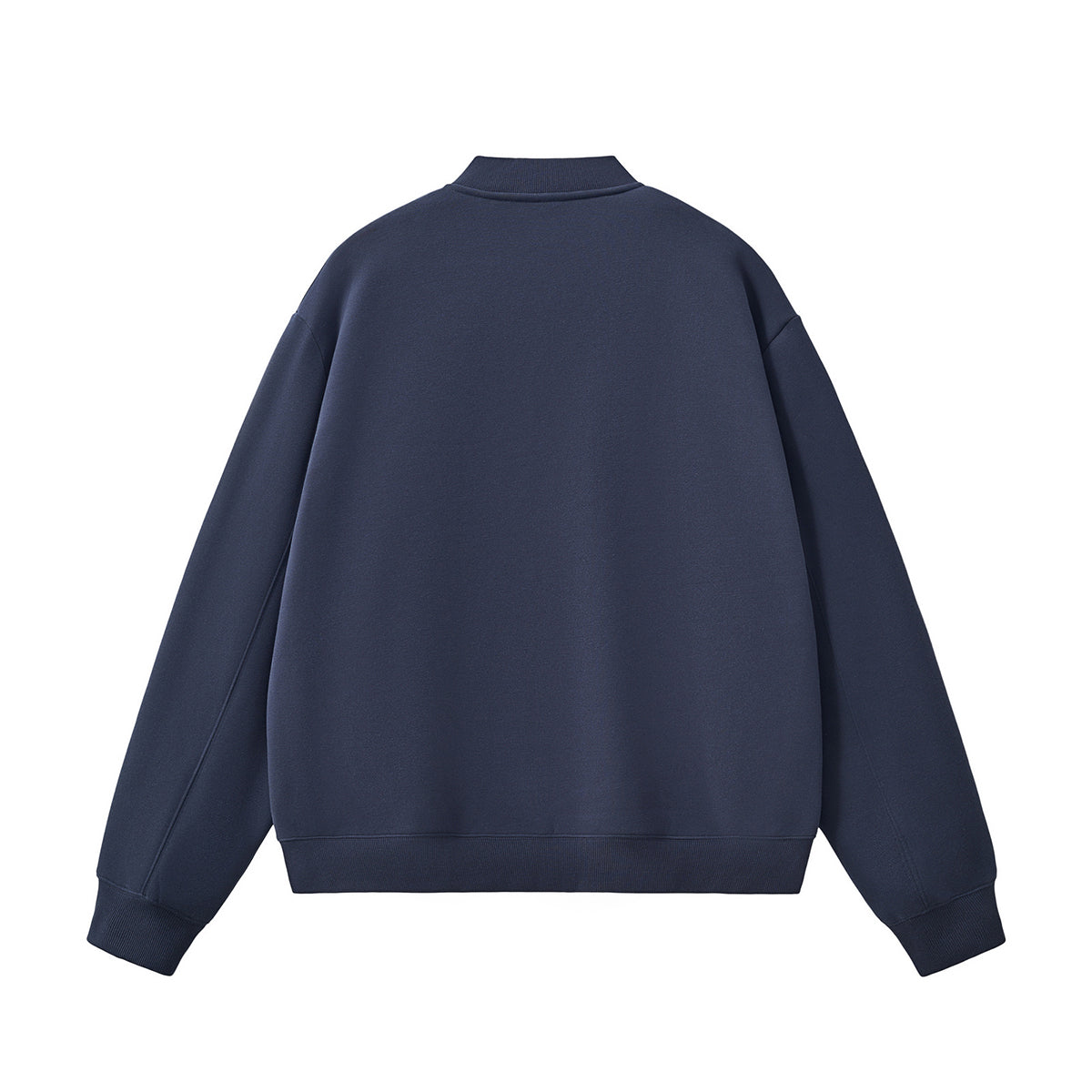 Solid Zip-Front Fleece Bomber Jacket