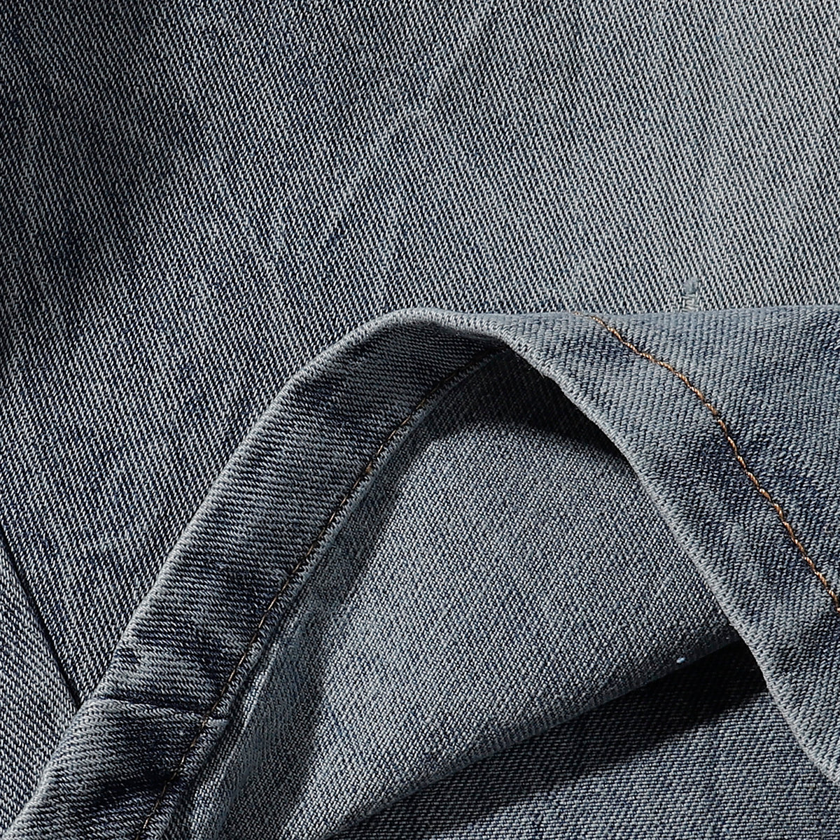 Panel Stitching Detail Light Wash Denim Shorts