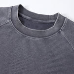 Boxy Waffle Washed Distressed Raglan Tee