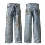 Grunge-Style Paint-Splatter Baggy Jeans