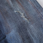 Faded Wash Distressed Baggy Frayed-Hem Jeans