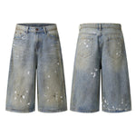 Ink Splash Vintage Wash Bermuda Shorts