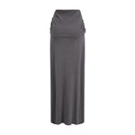 High Waist Ruched Knit Maxi Skirt