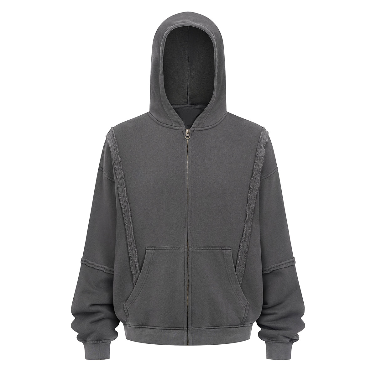 Distressed Vintage Wash Zip Up Hoodie