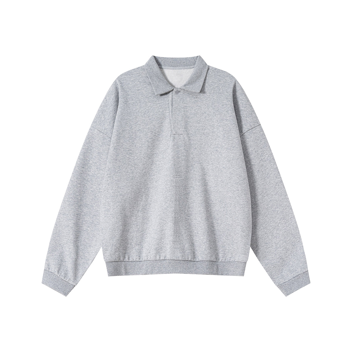 Relaxed Fit Solid Color Polo Neck Sweatshirt