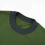 Oversized Color-Block Ribbed Collar Comfortable Tee