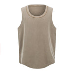 Wax-Dye Waffle Knit Vintage Washed U-Neck Vest