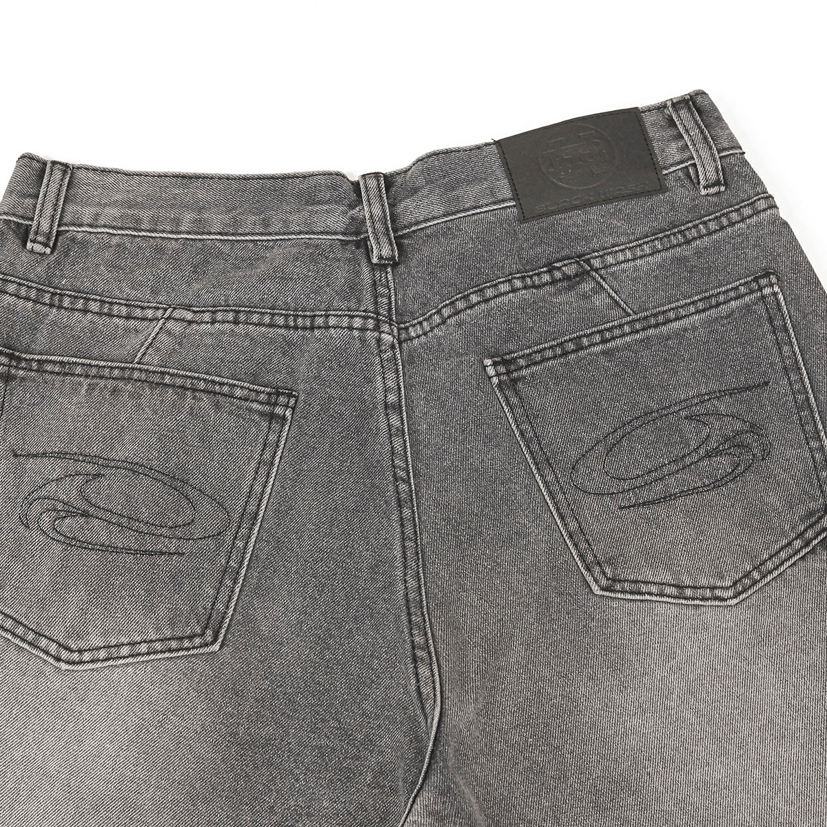 Smoky Gray Distressed Wide-Leg Jeans