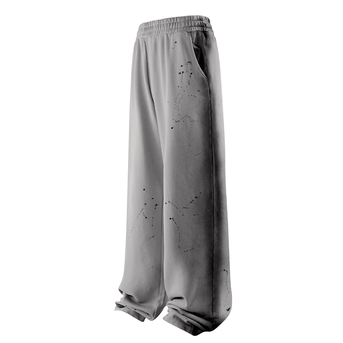 Casual Loose Fit Paint Splatter Elastic Waist Sweatpants