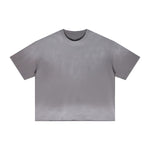 Boxy Raw Edge Washed Loose Short Sleeve Tee