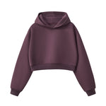 Women's Solid Color Relaxed Cropped Hoodie