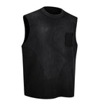 Chest Pocket Knit Sleeveless Relaxed Fit Muscle Tank
