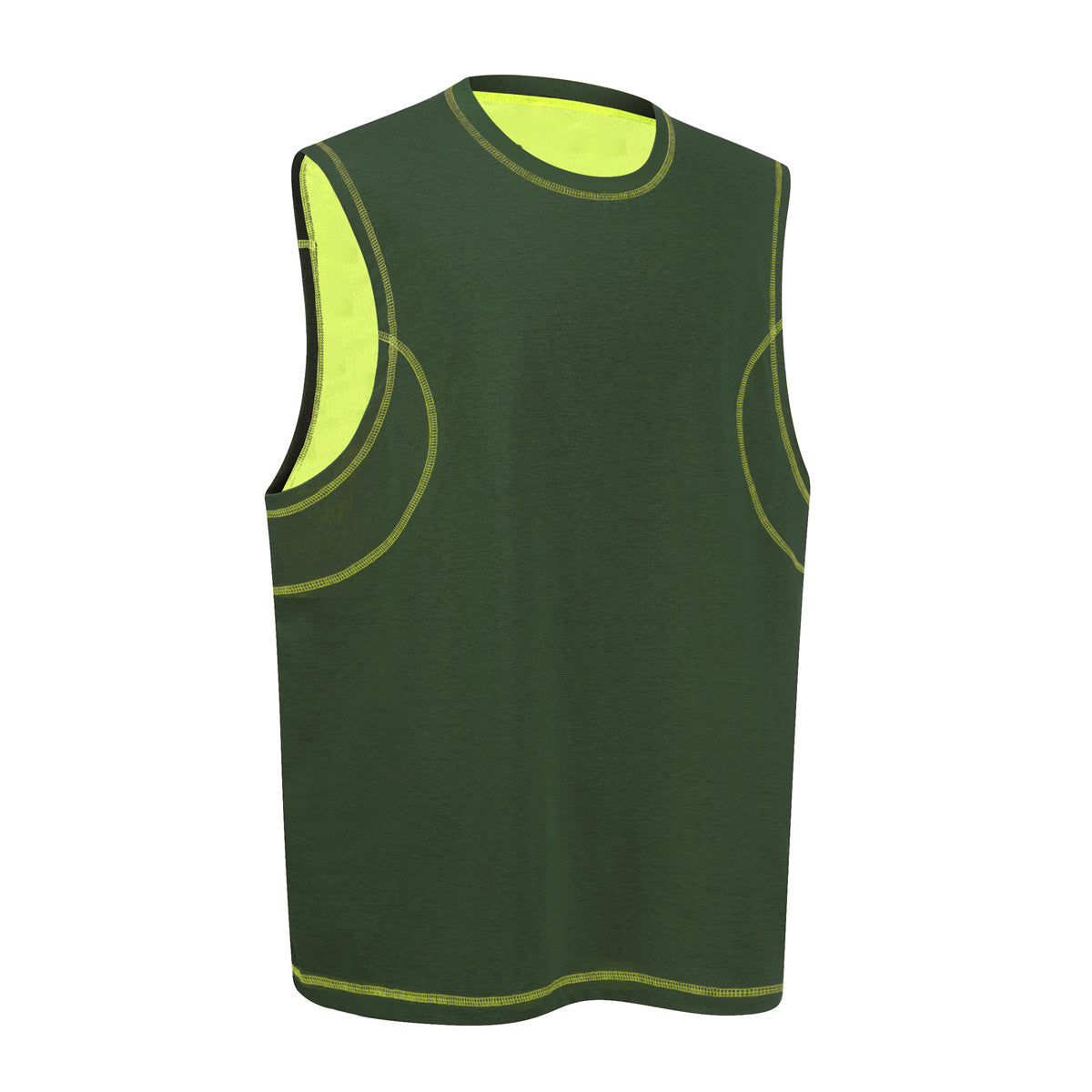 Contrast Stitching Sleeveless Crew Neck Casual Sport Tee