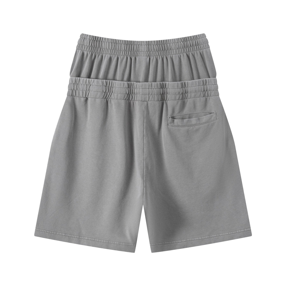 Double Waistband Snow Washed Distressed Shorts